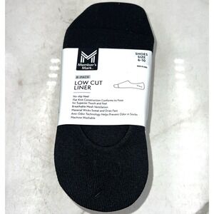 Members Mark Socks Size 6-10 Black Low Cut Liner 8-Pack No-Slip Heel